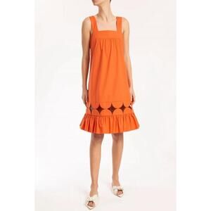 Adriana Degreas NWT Orange Bubble Cotton Midi Dress with Pockets Size L